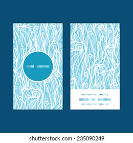 Vector abstract frost swirls texture vertical round frame pattern business cards set