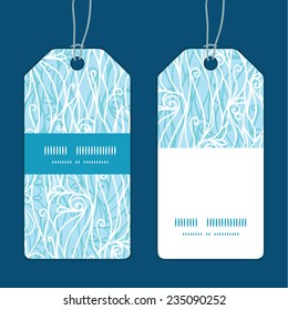 Vector abstract frost swirls texture vertical stripe frame pattern tags set