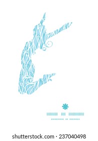 Vector abstract frost swirls texture jumping girl silhouette pattern frame