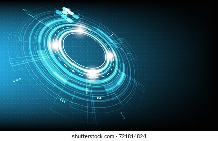 Vector Abstract Future Circle Technology Design On Blue Color Background.