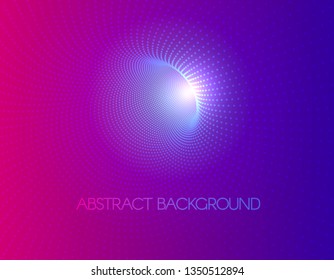 Vector abstract futuristic aesthetic background. Digital time funnel. Spatial-time continuum concept. Colorful blue magenta backdrop