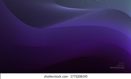 Vector abstract futuristic background. The lines form the waves, and the color transition from light to dark purple. Banner, design of social networks. Copyspace.