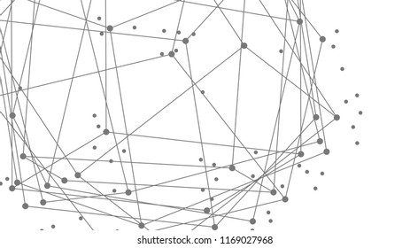 Vector abstract futuristic background. Modern technology illustration with square mesh. Digital geometric abstraction with lines and points. Cube cell. Business information layout.