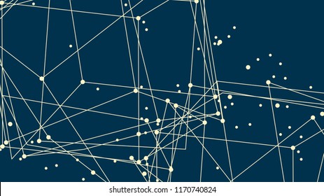 Vector abstract futuristic background. Modern technology illustration with square mesh. Digital geometric abstraction with lines and points. Cube cell. Business information layout.