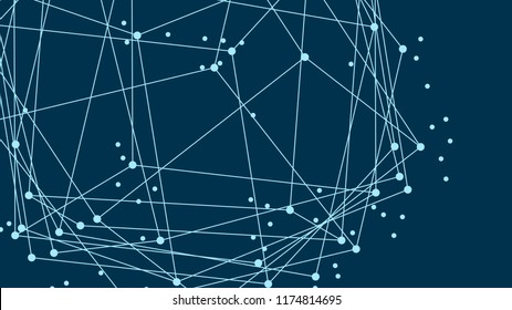 Vector abstract futuristic background. Modern technology illustration with square mesh. Digital geometric abstraction with lines and points. Cube cell. Business information layout.