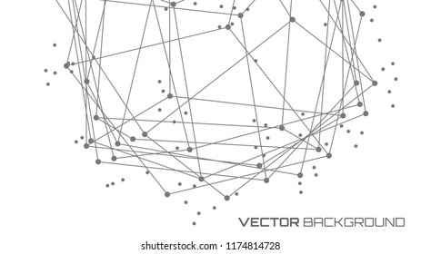 Vector abstract futuristic background. Modern technology illustration with square mesh. Digital geometric abstraction with lines and points. Cube cell. Business information layout.