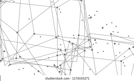 Vector abstract futuristic background. Modern technology illustration with square mesh. Digital geometric abstraction with lines and points. Cube cell. Business information layout.