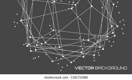 Vector abstract futuristic background. Modern technology illustration with square mesh. Digital geometric abstraction with lines and points. Cube cell. Business information layout.