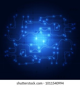 Vector Abstract futuristic circuit board system, Illustration high digital technology blue color concept