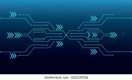 Vector Abstract futuristic circuit board, Illustration high computer technology dark blue color background. Hi-tech digital technology concept.
