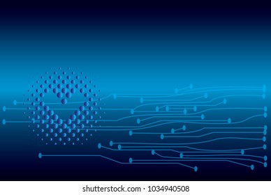 Vector Abstract futuristic circuit board, Illustration high computer technology dark blue color background. Hi-tech digital technology concept