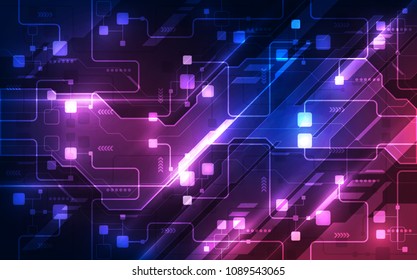 Vector Abstract futuristic circuit board, Illustration high digital technology blue color