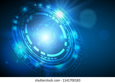 Vector Abstract futuristic circuit board. Global Network, computer technology dark blue color background , technology concept. Vector illustration
