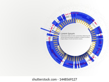 Vector Abstract futuristic circuit board on light gray background, hi-tech digital technology concept. Blank white 3d paper circle label with space for your content, business, network and web design