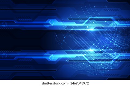 Vector Abstract futuristic circuit board global system, Illustration high digital technology blue color concept
