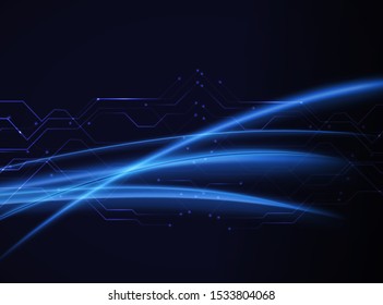 Vector Abstract futuristic circuit board, Illustration high computer technology dark blue color background. Hi-tech digital technology concept

