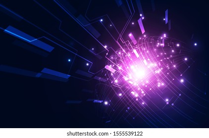 Vector Abstract futuristic circuit board global system, Illustration high digital technology blue color concept