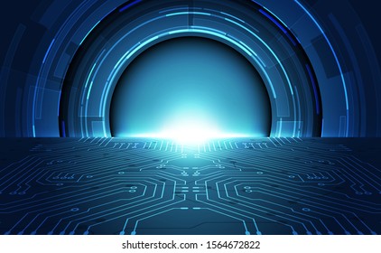 Vector Abstract futuristic circuit board global system, Illustration high digital technology blue color concept
