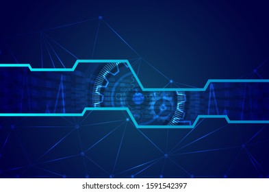 Vector Abstract futuristic circuit board, Illustration high computer technology dark blue color background. Hi-tech digital technology concept
