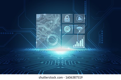 Vector Abstract futuristic circuit board global system, Illustration high digital technology blue color concept
