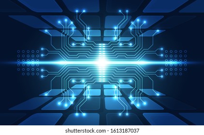 Vector Abstract futuristic circuit board global system, Illustration high digital technology blue color concept