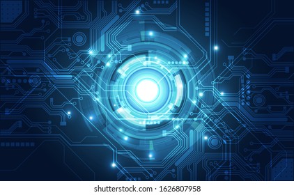 Vector Abstract futuristic circuit board global system, Illustration high digital technology blue color concept