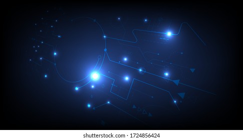 Vector Abstract futuristic circuit board, Illustration high computer technology dark blue color background. Hi-tech digital technology concept