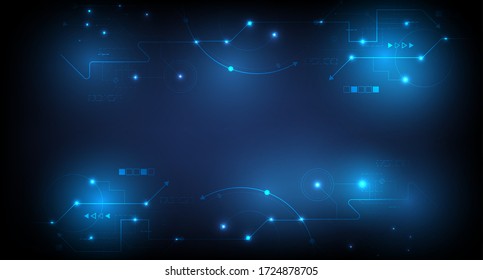Vector Abstract futuristic circuit board, Illustration high computer technology dark blue color background. Hi-tech digital technology concept