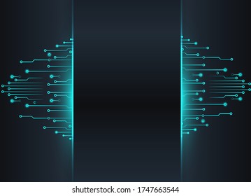 Vector Abstract futuristische Schaltung Platine, Illustration High Computer-Technologie dunkelblauer Hintergrund. High-Tech-Digitaltechnologie-Konzept
