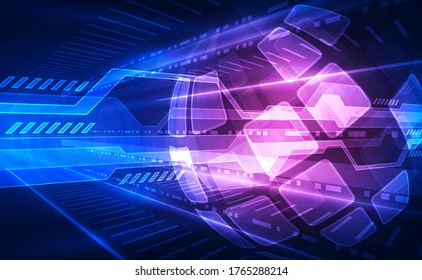 Vector Abstract futurista tarjeta de circuitos sistema global, Ilustración alta tecnología digital concepto de color azul