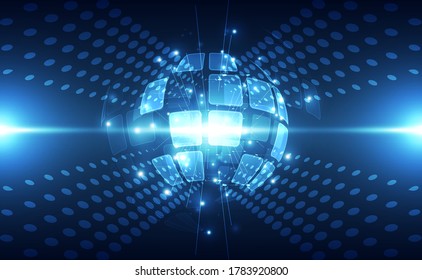 Vector Abstract futuristic circuit board global system, Illustration high digital technology blue color concept