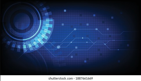 Vector Abstract futuristic circuit board, Illustration high computer technology dark blue color background. Hi-tech digital technology concept
