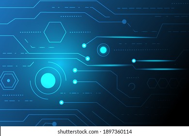Vector Resumen tarjeta de circuito futurista, tarjeta madre electrónica, tecnología de alta computación Ilustración fondo de color azul oscuro. Concepto de tecnología digital de alta tecnología.