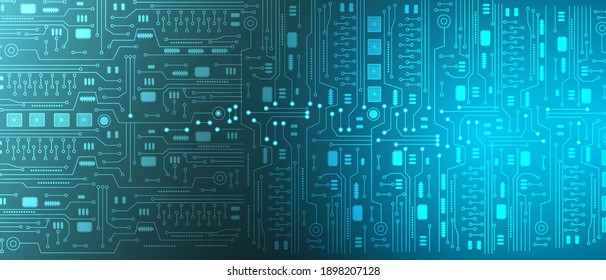 Vector Abstract futuristic circuit board, Electronic motherboard, Illustration high computer technology dark blue color background. Hi-tech digital technology concept.