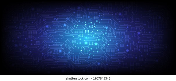 Vector Abstract futuristic circuit board, Electronic motherboard, Illustration high computer technology dark blue color background. Hi-tech digital technology concept.