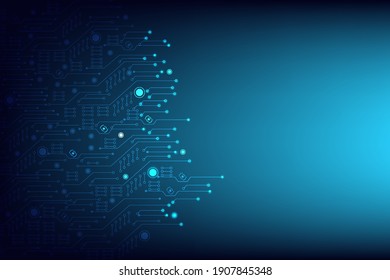 Vector Abstract futuristic circuit board, Electronic motherboard, Illustration high computer technology dark blue color background. Hi-tech digital technology concept.