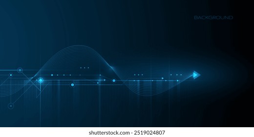 Placa de circuito futurista Abstractas del Vector y línea de la malla, alta computadora de la ilustración y tecnología de la comunicación en fondo azul del color. Tecnología digital de alta tecnología, concepto global de redes sociales