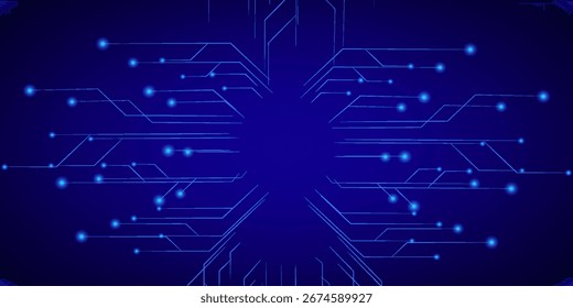 Placa de circuito futurista Abstractas de Vector, placa base Electrónica, ilustración de alta tecnología informática de fondo de color azul oscuro. 