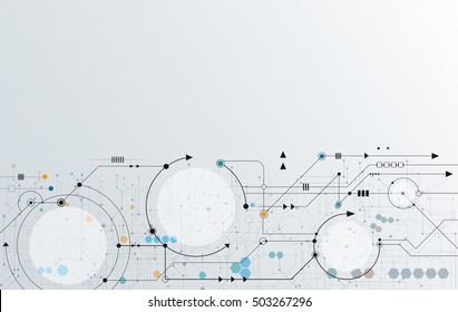 Vector Abstract futuristic circuit board, Illustration high computer technology over light gray color background. Hi-tech digital technology concept