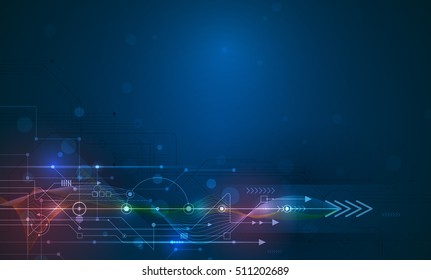 Vector Abstract futuristic circuit board and mesh line, Illustration high computer and Communication technology on blue color background. High tech digital technology, global social media concept