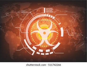 Vector Abstract futuristic circuit board, Illustration high technology dark orange color background. Hi-tech digital technology concept