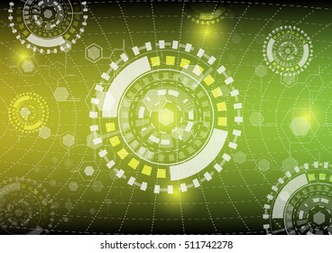 Vector Abstract futuristic circuit board, Illustration high technology green color background. Hi-tech digital technology concept