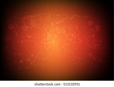 Vector Abstract futuristic circuit board, Illustration high technology dark orange color background. Hi-tech digital technology concept,Elements of this image furnished by NASA
