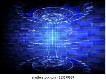 Vector Abstract futuristic circuit board, Illustration high technology dark blue color background. Hi-tech digital technology concept,