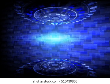 Vector Abstract futuristic circuit board, Illustration high technology dark blue color background. Hi-tech digital technology concept,