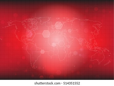 Vector Abstract futuristic circuit board, Illustration high technology dark red color background. Hi-tech digital technology concept,Elements of this image furnished by NASA