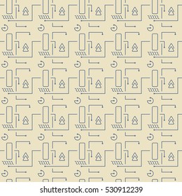 Vector Abstract futuristic circuit board, Illustration high computer technology seamless pattern. Hi-tech digital technology concept background.