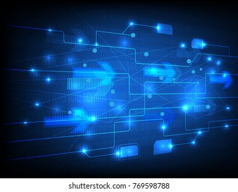 Vector Abstract futuristic circuit board, Illustration hi-tech computer technology on a blue background. data digital concept
