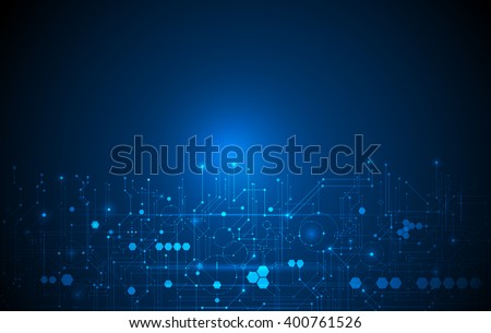 Vector Abstract futuristic circuit board, Illustration high computer technology dark blue color background. Hi-tech digital technology concept