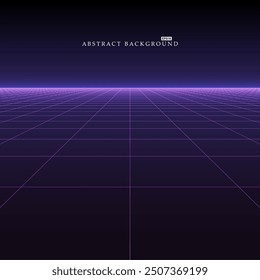 Vector abstract futuristic dark background with vision perspective. Retro design - fashion 80-90s. Color grid infinity surface